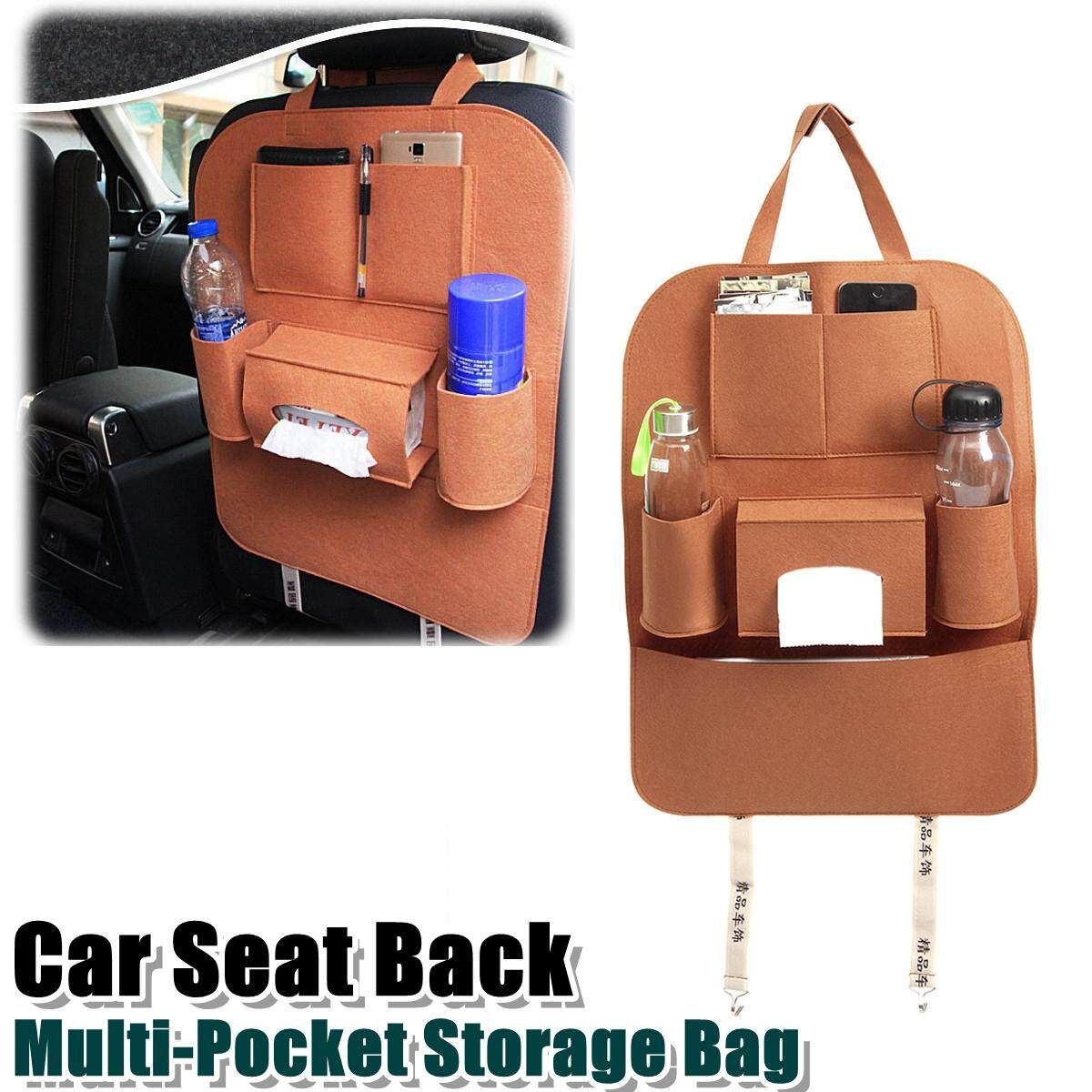 Universal Auto Car Seat Back Multi-Pocket Storage Bag Holder Accessory 56x40cm Grey Brown (brown)