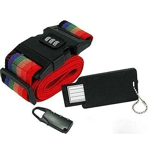 Resettable 3-digit Combination Lock Luggage Strap Belt With Luggage Tag  Name