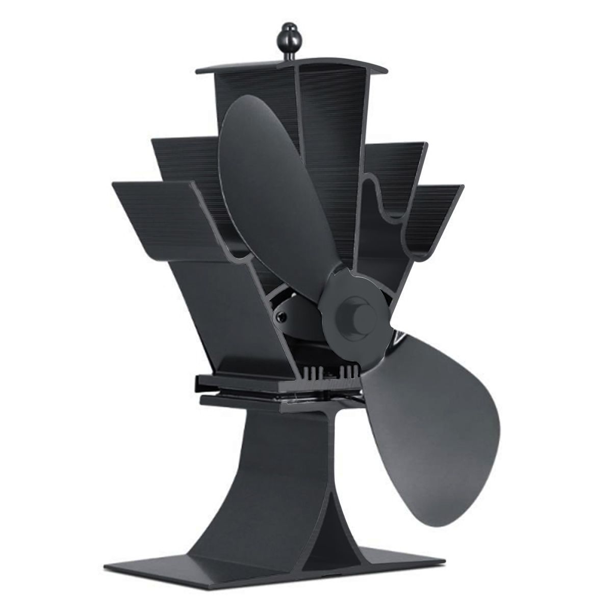 2 Blades Stove Fan Quiet Heat Powered Stove Fan Anodized