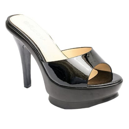 Clementine Patent Leather 4" Heel Stilleto Slipper - Black