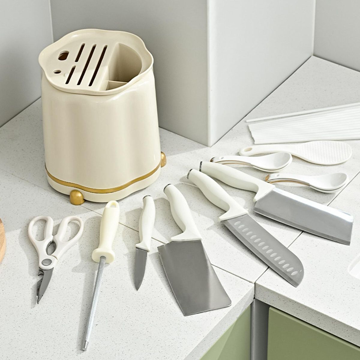 Utensil Holder Kitchen Countertop Universal  Block For