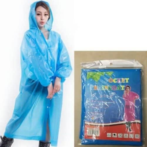 Unisex Transparent Rain Coat With Hood - 3pcs