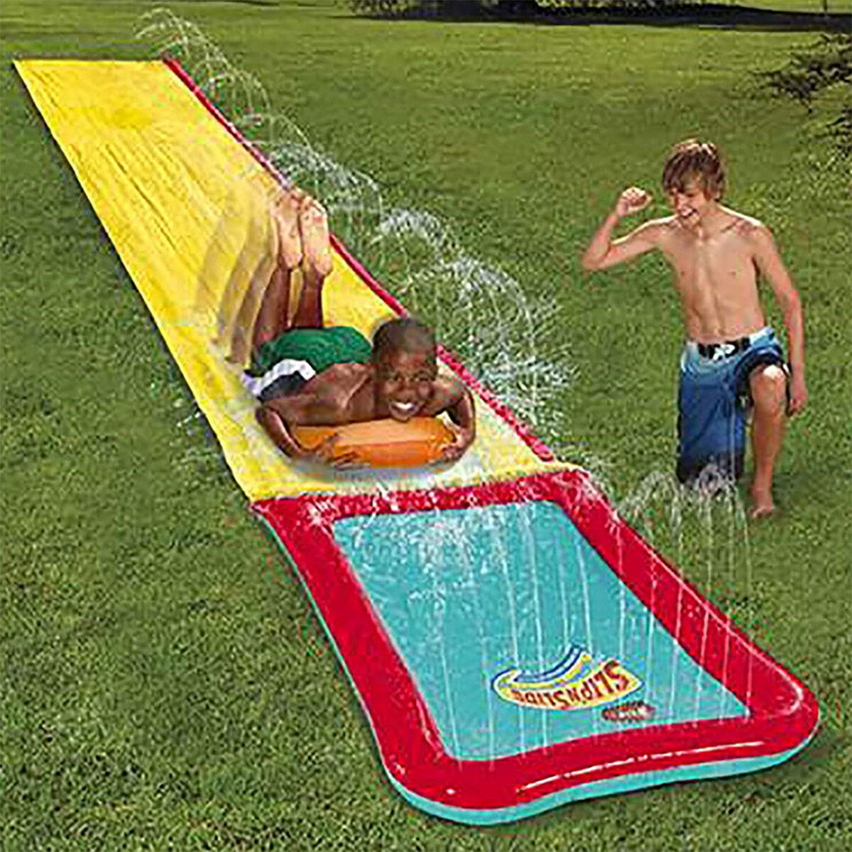 Double /Single Single Dual Person Surf Water Slide Mat Lawn For Children Summer Pool Games Toys Backyard Outdoor Water Skater Single With Skateboard