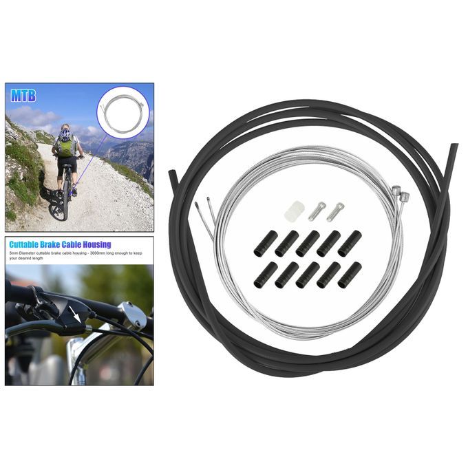 Bicycle Brake Shifter Cable Housing Set Derailleur Ends Shifter Black