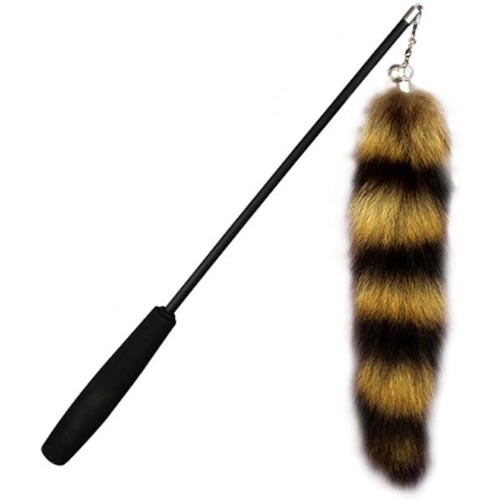 TD Cat Retractable Feather Teaser Stick Bell Catcher Fox Tail Toy