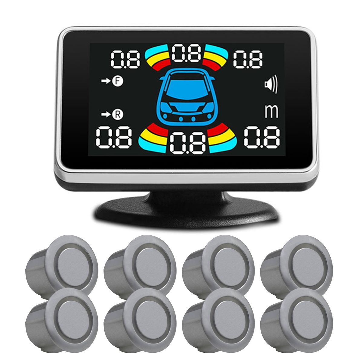 1 Set Car Reversing Radars High Sensitivity Silver