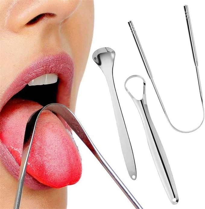 3-Pack Stainless Steel Oral Hygiene Tongue Scraper Tongue Cleaner