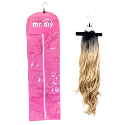 Wig Storage Bag With Hanger Non-woven Hair Case- 1pc- Pink