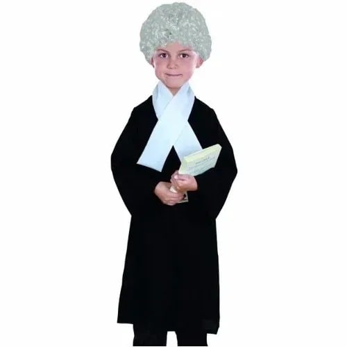 Full Lawyer Costume With Wig - Black & White