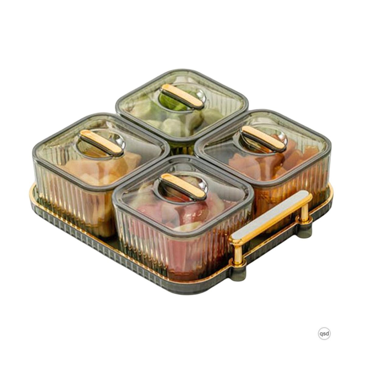 Transparent Square-Shaped Fruit Plate Split Candys Storage