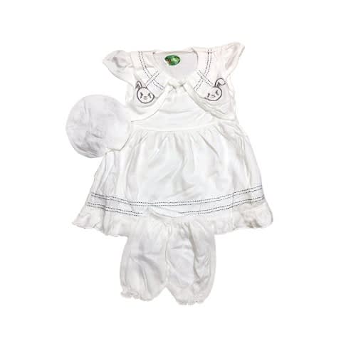 Baby Girl 3pcs Party  Short Sleeve Dress -- White