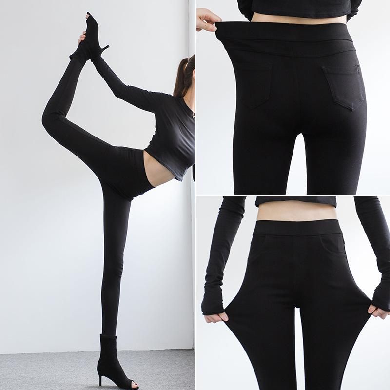 8/9 plush oversized leggings for women wearing high waisted black pencil elastic waist magic pants