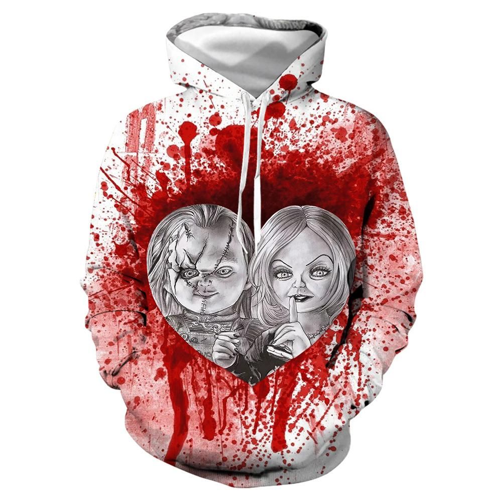 2020 Autumn New Hoodie Halloween Ghost Baby Digital Print Round Neck Long Sleeve Men's and Women's Couple Sweater  3XL
