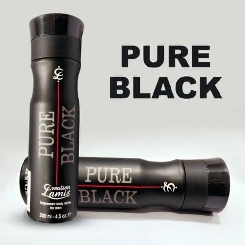 Pure Black Fragrance Body Spray - For Men - 200ml X 2 Pieces