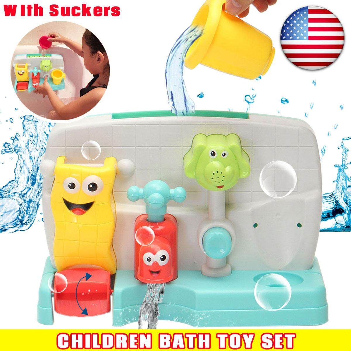 Newborn Baby Kids Bath Toys Set Water Taps Buttressed Spout Spray Shower Play