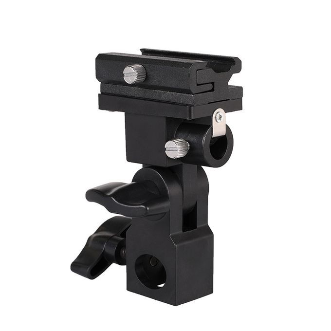 Photo Flash Adapter Hot Shoe Swivel Mount Light Stand-Black