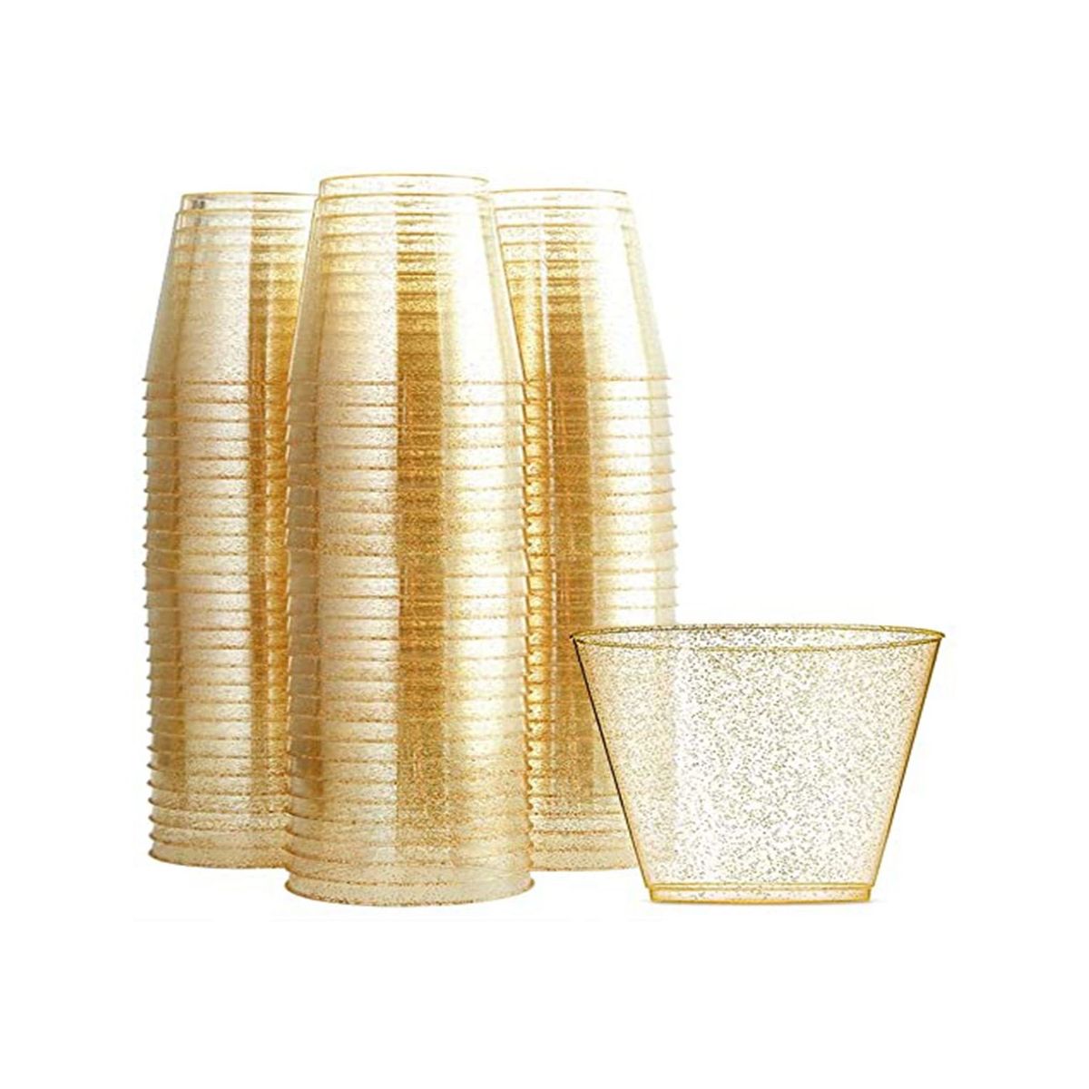 Gold Glitter Plastic Tumblers Reusable for Cocktail