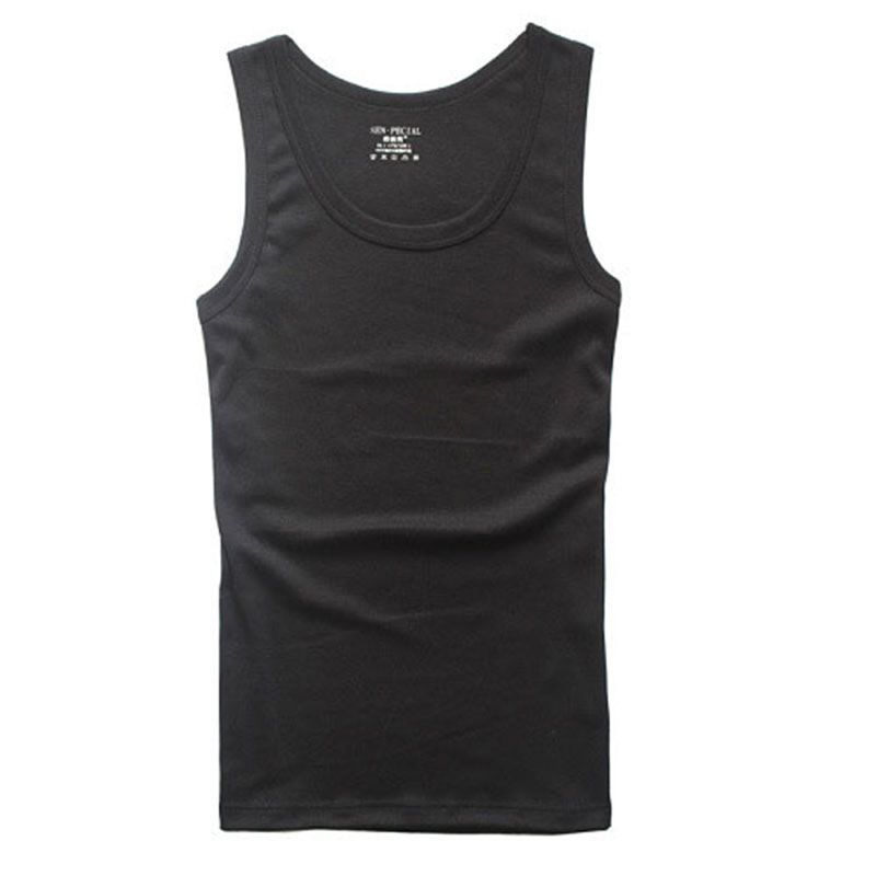 Tank Top Men Elastic Korean Solid Bodybuilding Vest Fashion Square Neck Cotton Sleeveless Shirt Gym Fitness Stretch Singlet-2