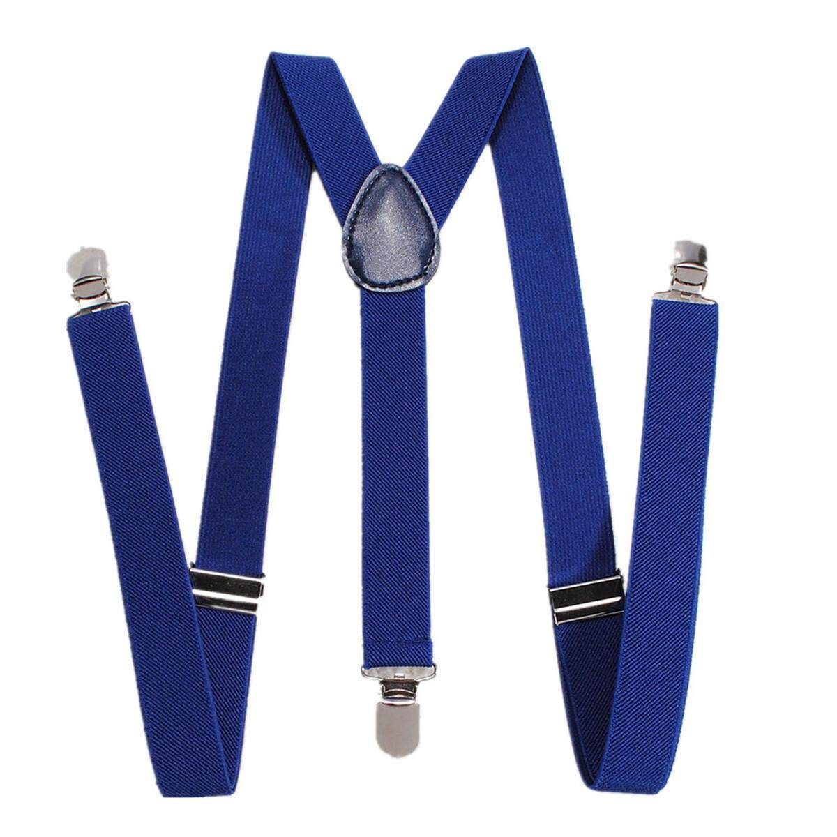 Unisex Adult Child Elastic Brace Suspender Y Back Neon Adjustable Clip-on Belt Royal Blue