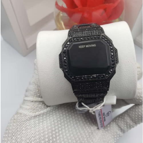 Men's Luxury Iced Touch Screen Wrist Watch - Black