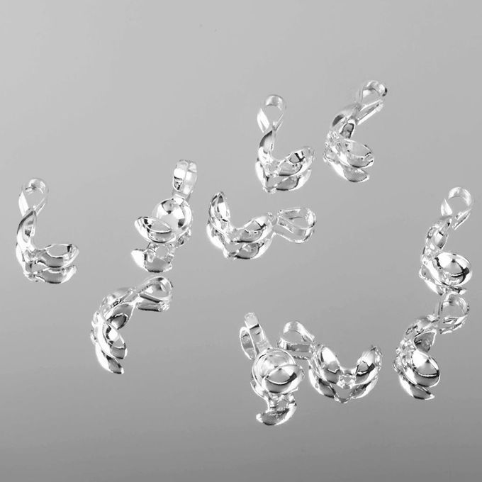 Sterling Silver Clamshell Necklace End Tip  Beads Knot Covers