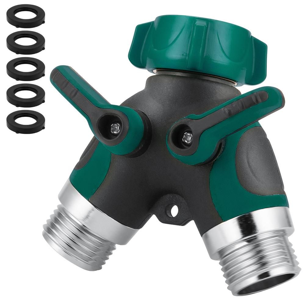 2-Way Hose Splitter 3/4inch Thread Heavy Duty Garden Hose Bib Splitters Multifunctional Water Dividing Valves Water Pipes Connector