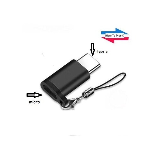 Micro Usb Male To Type C Female Adapter For Phone Laptop Data Converter - Black