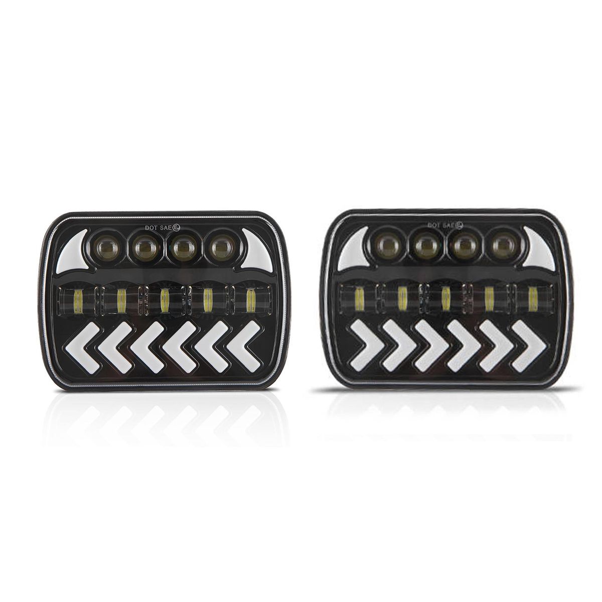 2 Pack Car LED Headlights 7inch Headlamp with White High/Low Beam DRL Amber Arrow Dynamic Sequential Turn Signal Replacement for Jeep Wrangler