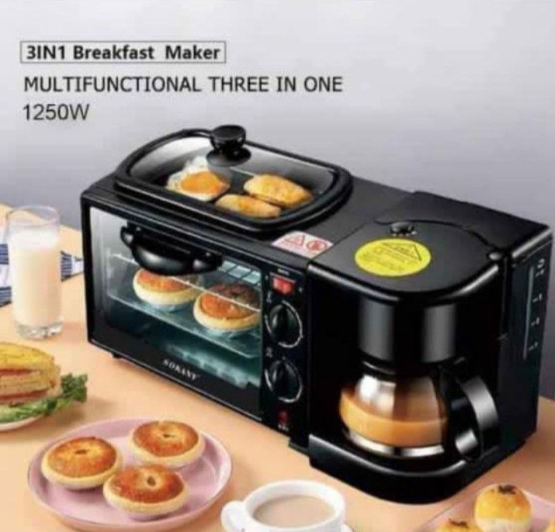 3-in-1 Breakfast Non-stick With Baking & Coffe Maker And Frying