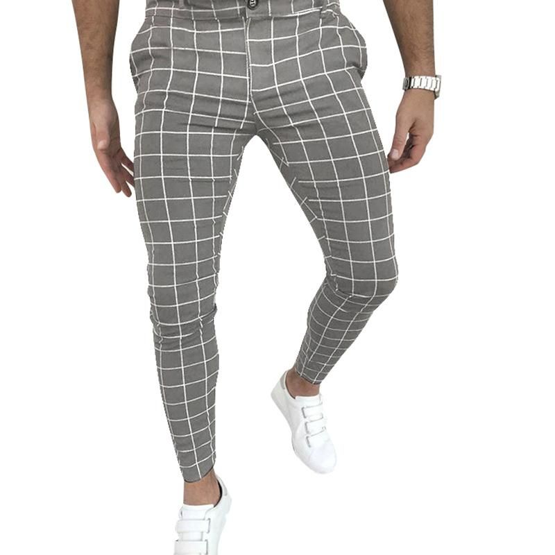 New Checkered Pants Pluget on Zip Trend-Meeting Casual Pants