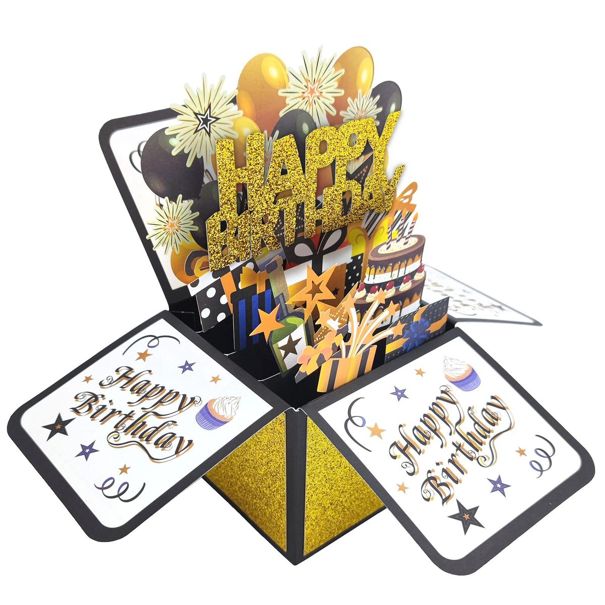 Unique Birthday Card 3d Surprise Greeting Card Handmade Diy Birthday Golden
