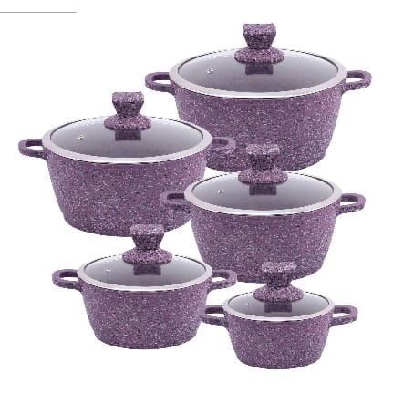 Nessa Die-cast 5 Set Non-stick Pots - Purple