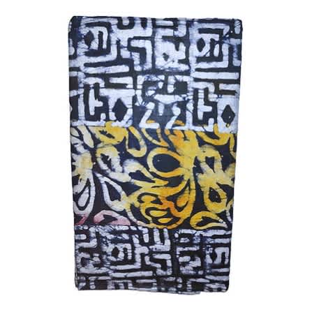 Handcrafted Batik Cotton Fabric - Brocade Navy & Yellow - approx 5 Yards