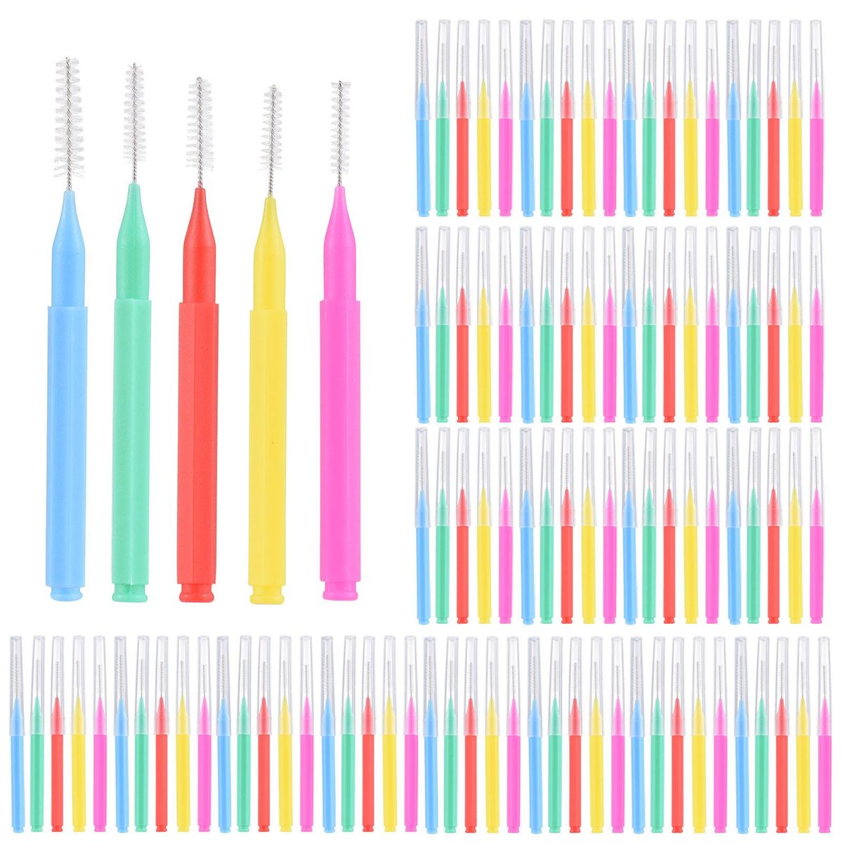 100 Pieces Interdental Brushes Dental Floss Toothpick Orthodontic Braces Brush Tooth Cleaning Tool Oral Care
