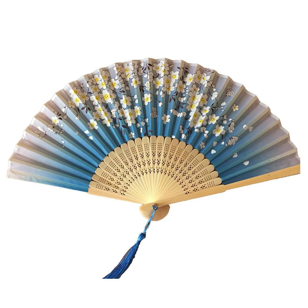 Fans Spun Printed Dropshipping Crafts Folding L1 Chinese Decoration Silk Flower Hand Decorative Hollow 1pc Fan Carved Vintage