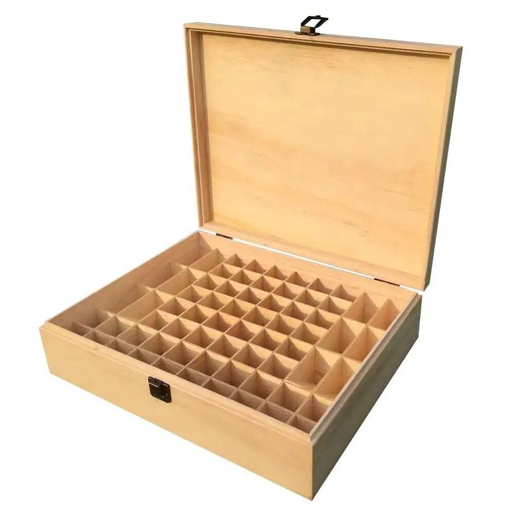 68-Grid Essential Oil Bottle Wooden Storage Box Case Aromatherapy Oil Bottle Organizer Premium Wooden Makeup Case Holder