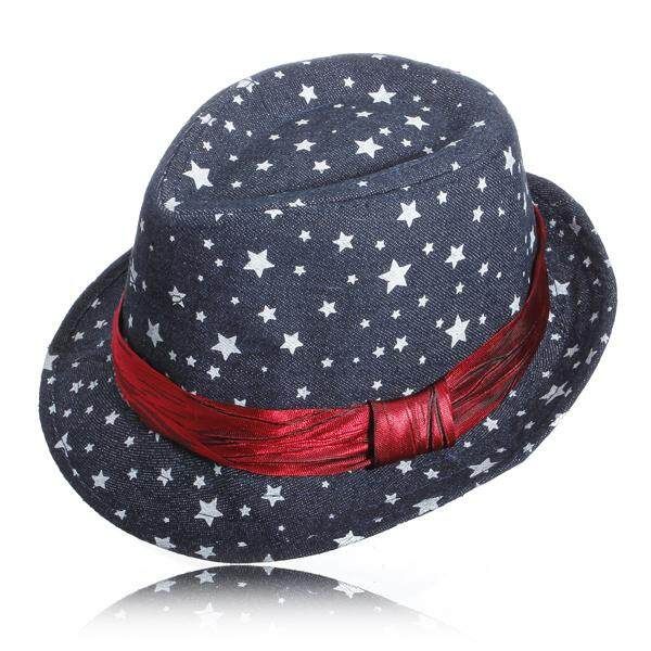 Kid Boy Girl Fashion Canvas Flat Top Fedora Cap Sun Hat Blues Jazz Dance 9 Style Star 1#