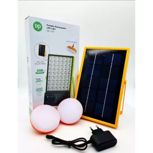 Solar Emergency Light With 2 Led Bulbs - 4000mAh