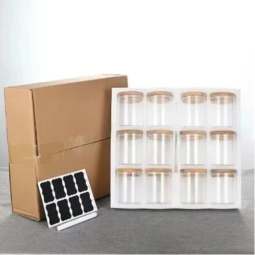 Airtight Spices Container With Stickers And Pen - 12pcs