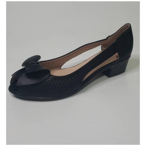 Melina - Open Toes Women's Leather Shoe - Black