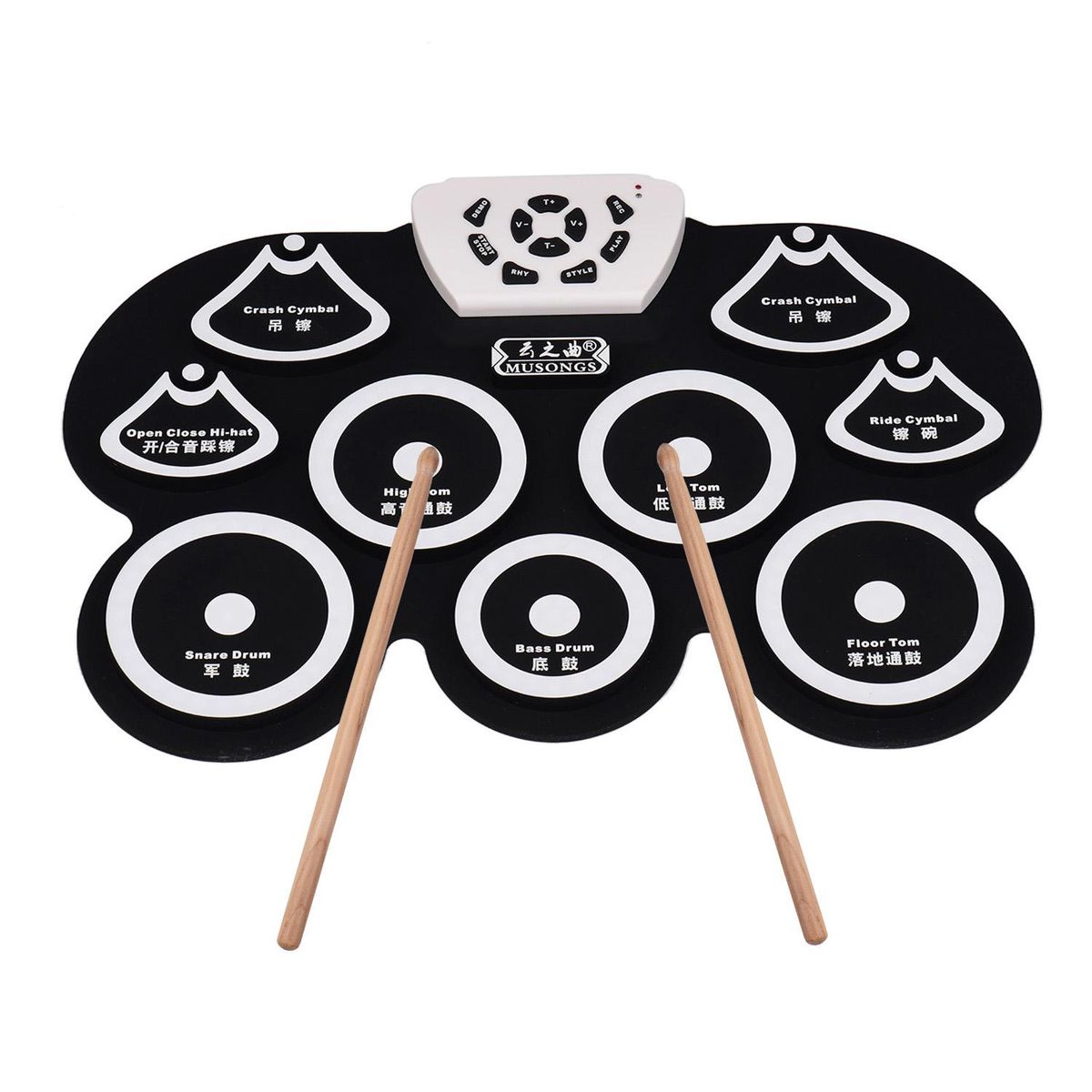 Silicone Portable Foldable Digital USB Midi Roll-up Electronic Drum Pad Kit with Stick and Foot Pedal