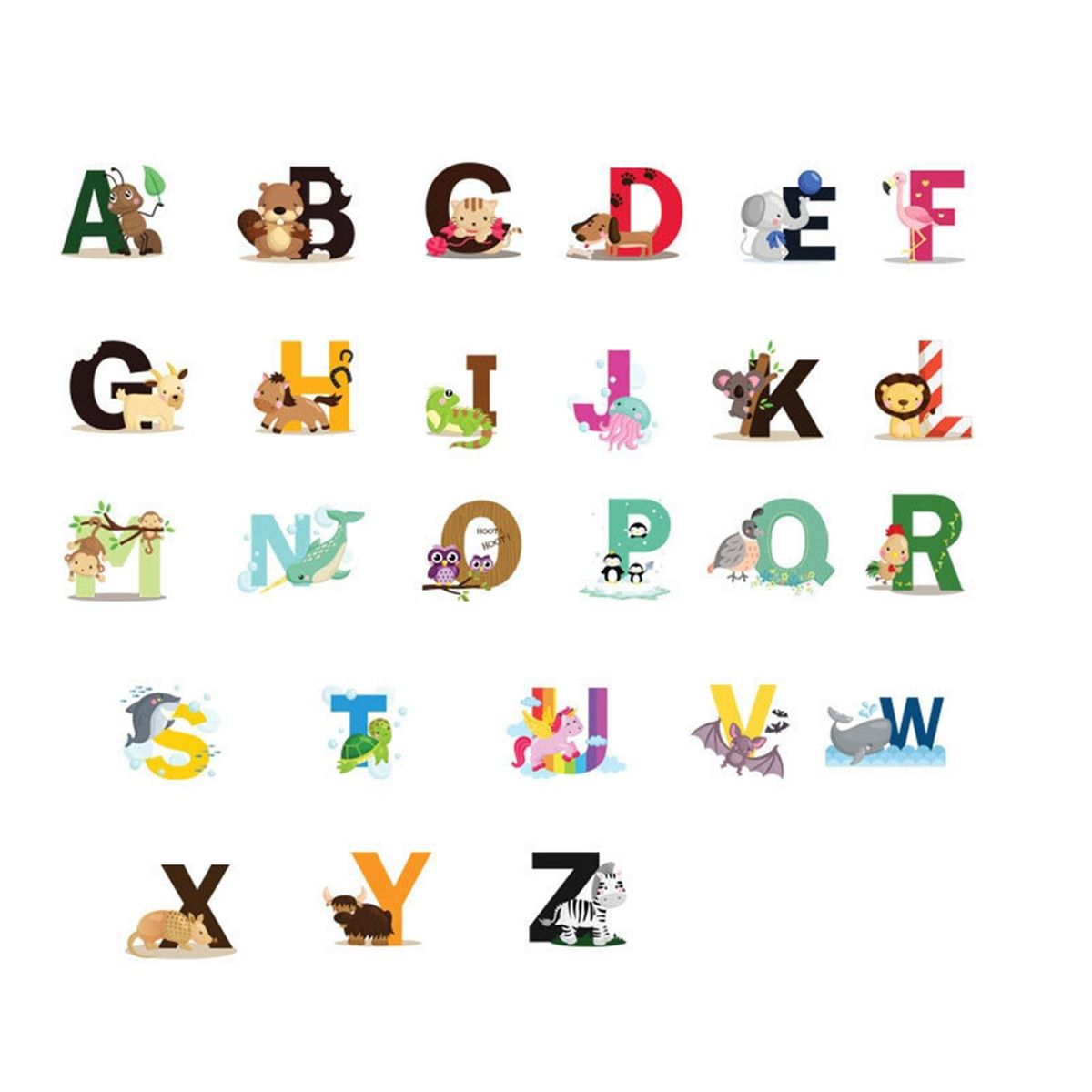 Alphabet Shaped Wall Decals DIY Letter Theme Boys Kids Room Wall Stickers Removable Vinyl Wall Art Decor for Home Kindergarten Nursery Decorations