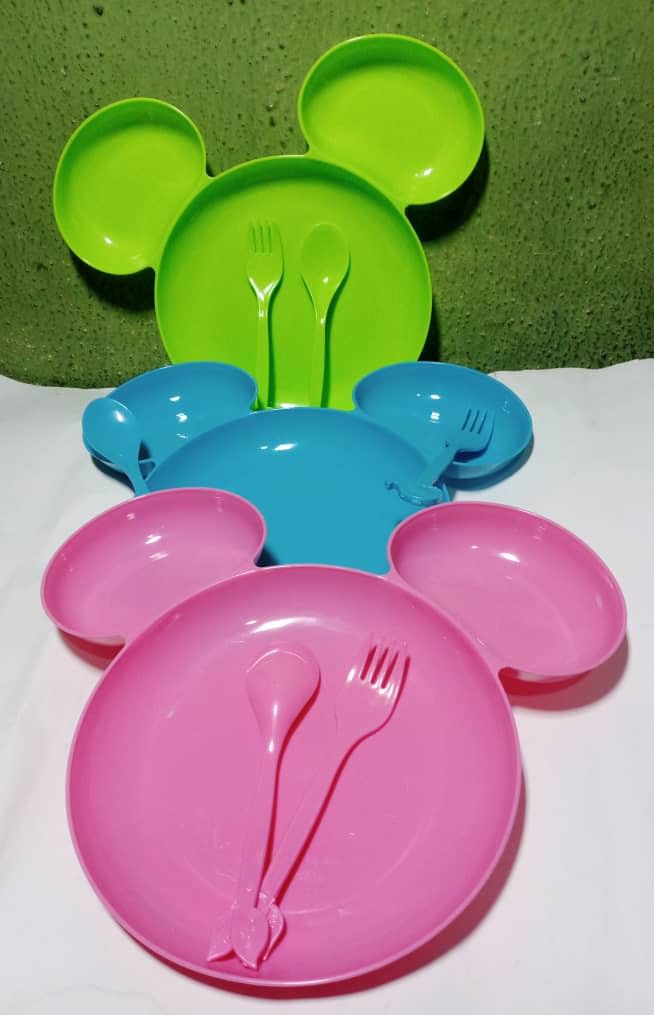 3 Plates, 3Forks And 3Spoons Mickey Mouse Design Feeding Set