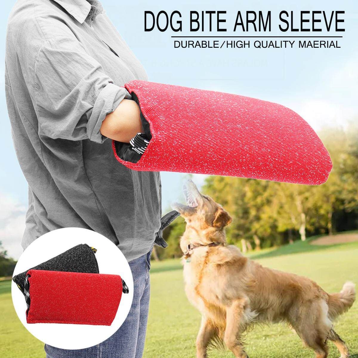 Dog Chewing Protection Training Bite Sleeve Arm Handle Fit Bull German Shepherd (Red) Red (red)
