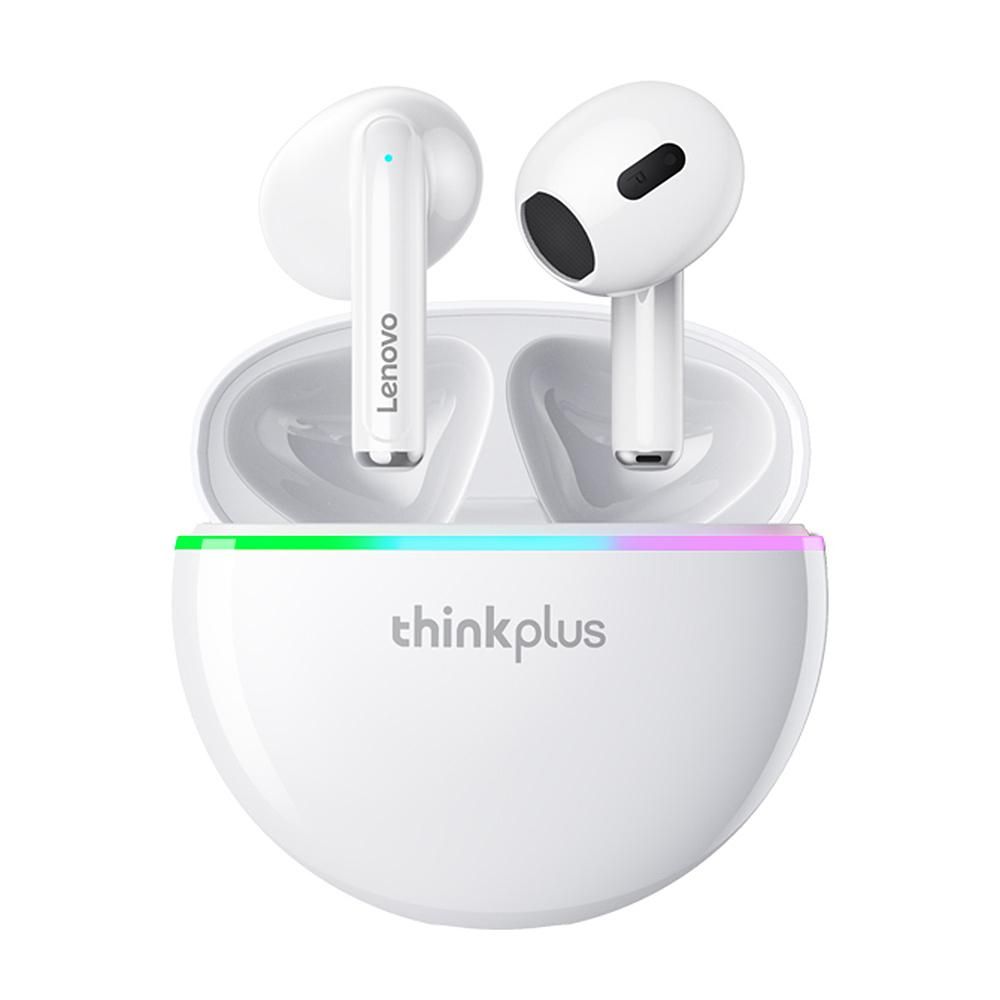 Lenovo thinkplus XT97 Wireless BT Headphones with Flash LED Ligh Hi-Fi Stereo Sound Noise Reduction HD Call Smart Fast Pair Compatible with iOS Android System White