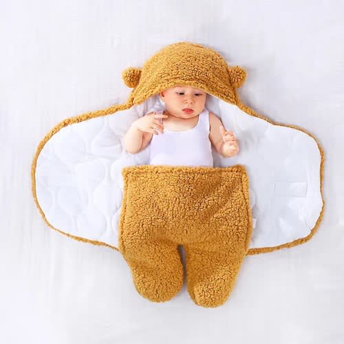 Baby Swaddle Blanket Sleeping Bag Overall Cloth - Brown - 0-12months