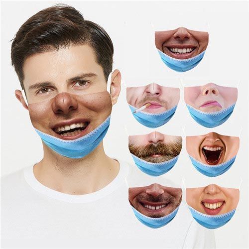 3D Breathable And Dustproof Funny Washable Mask 8 Piece