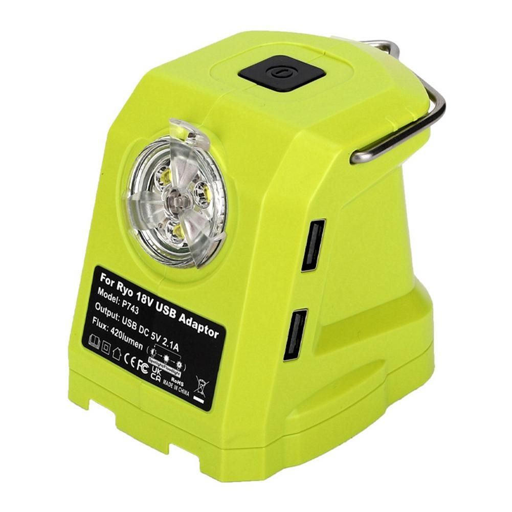 LED Work Light for RYOBI 14.4V-18V Li-Ion Battery Dual USB