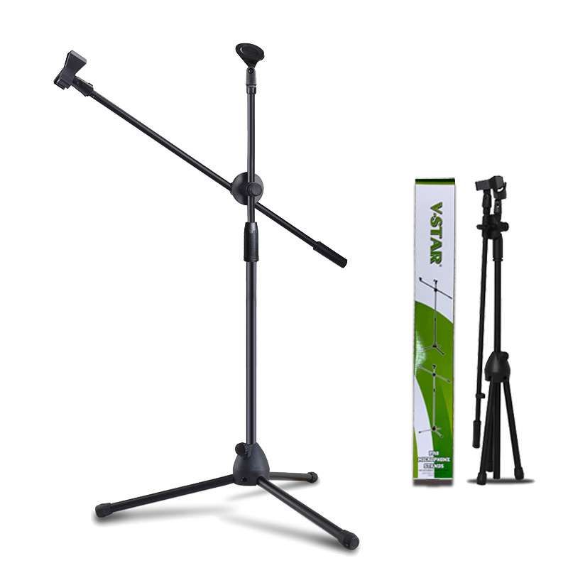 Adjustable Microphone Stand With Holder- Black