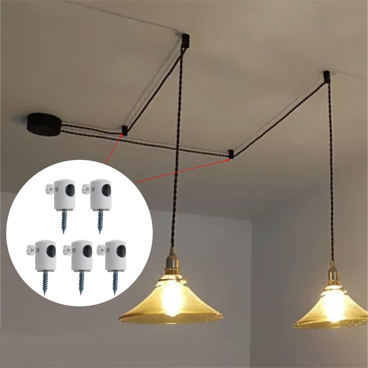 5Pcs Pendant Light Cable Hook Line Management Cable Clips